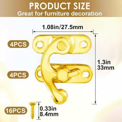 4 Cierres Gancho Antiguo Mini Brazo Oscilante Dorado