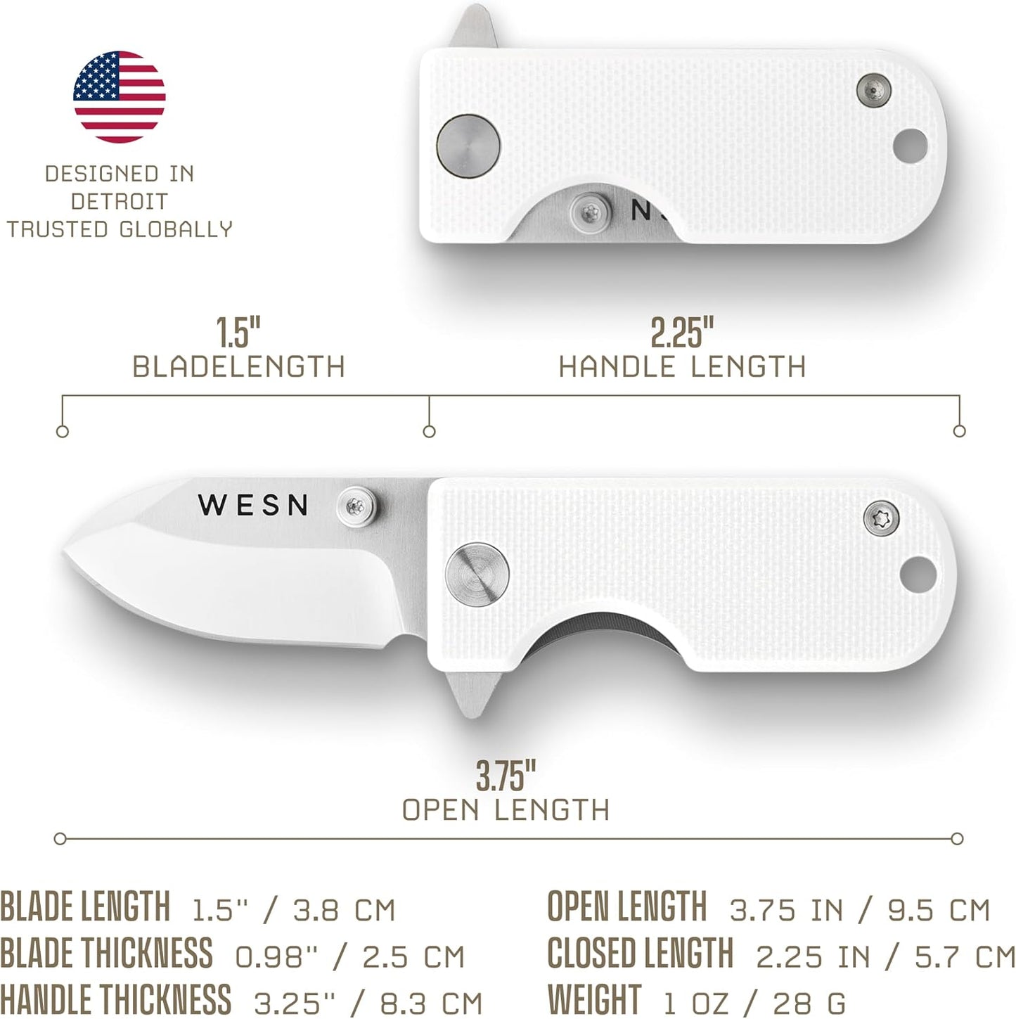 Cuchillo plegable EDC acero D2 1.5pulg mango G10 titanio
