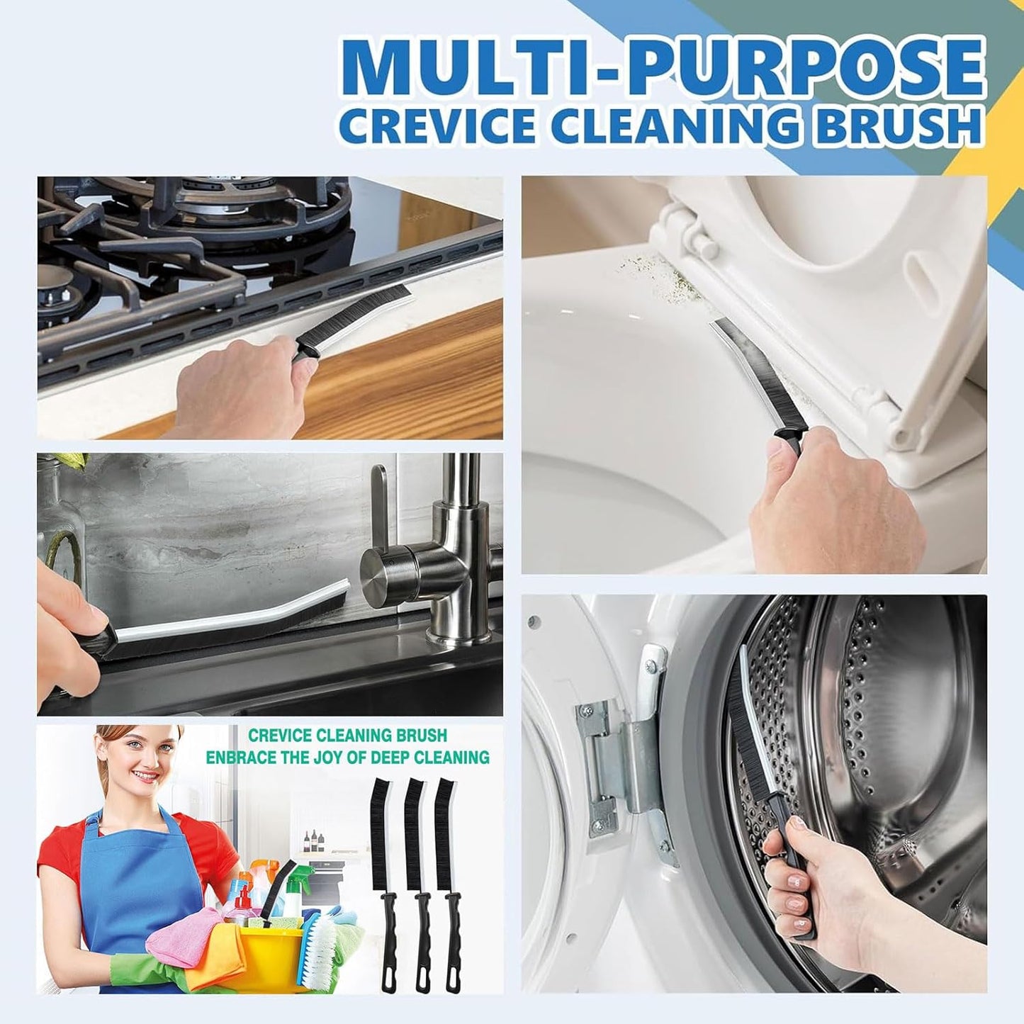 6 Cepillos Limpieza Hendiduras Cerdas Duras Cocina Baño