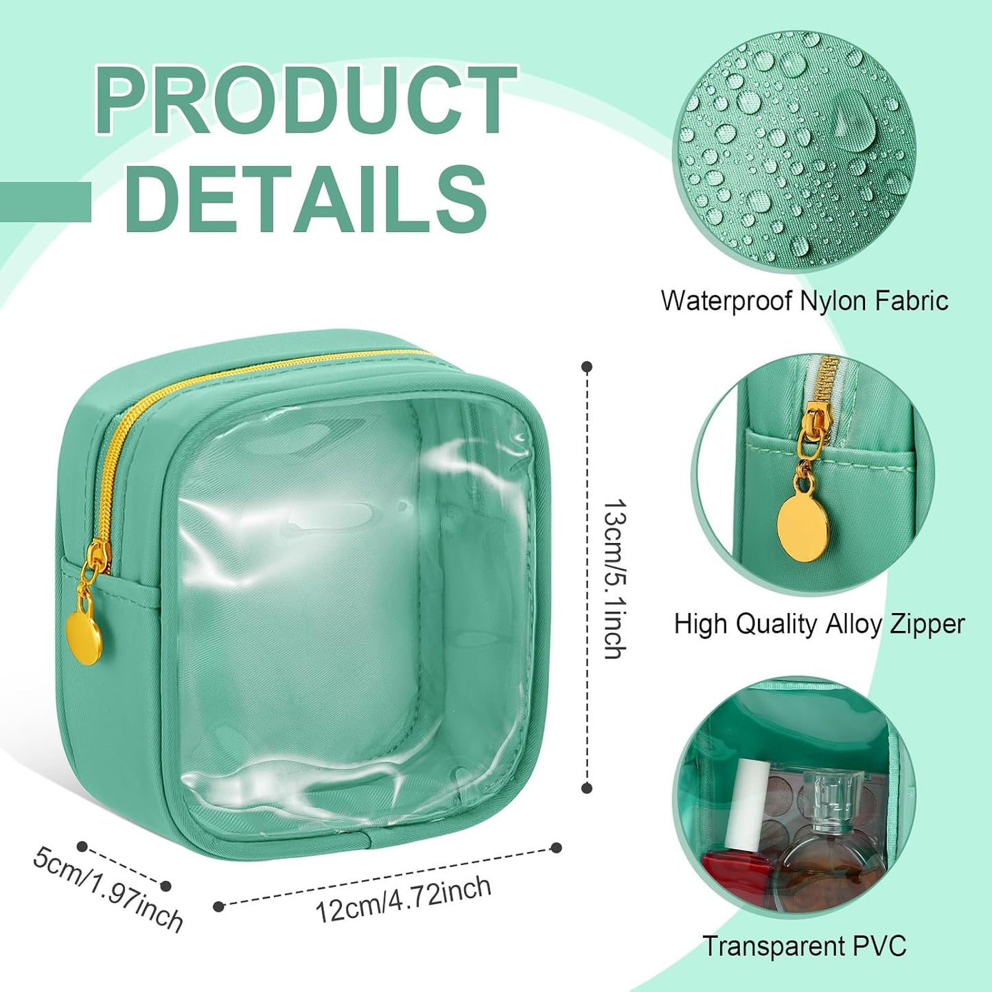 12 Pzas Bolsa Nylon Cosméticos con Cremallera para Viaje
