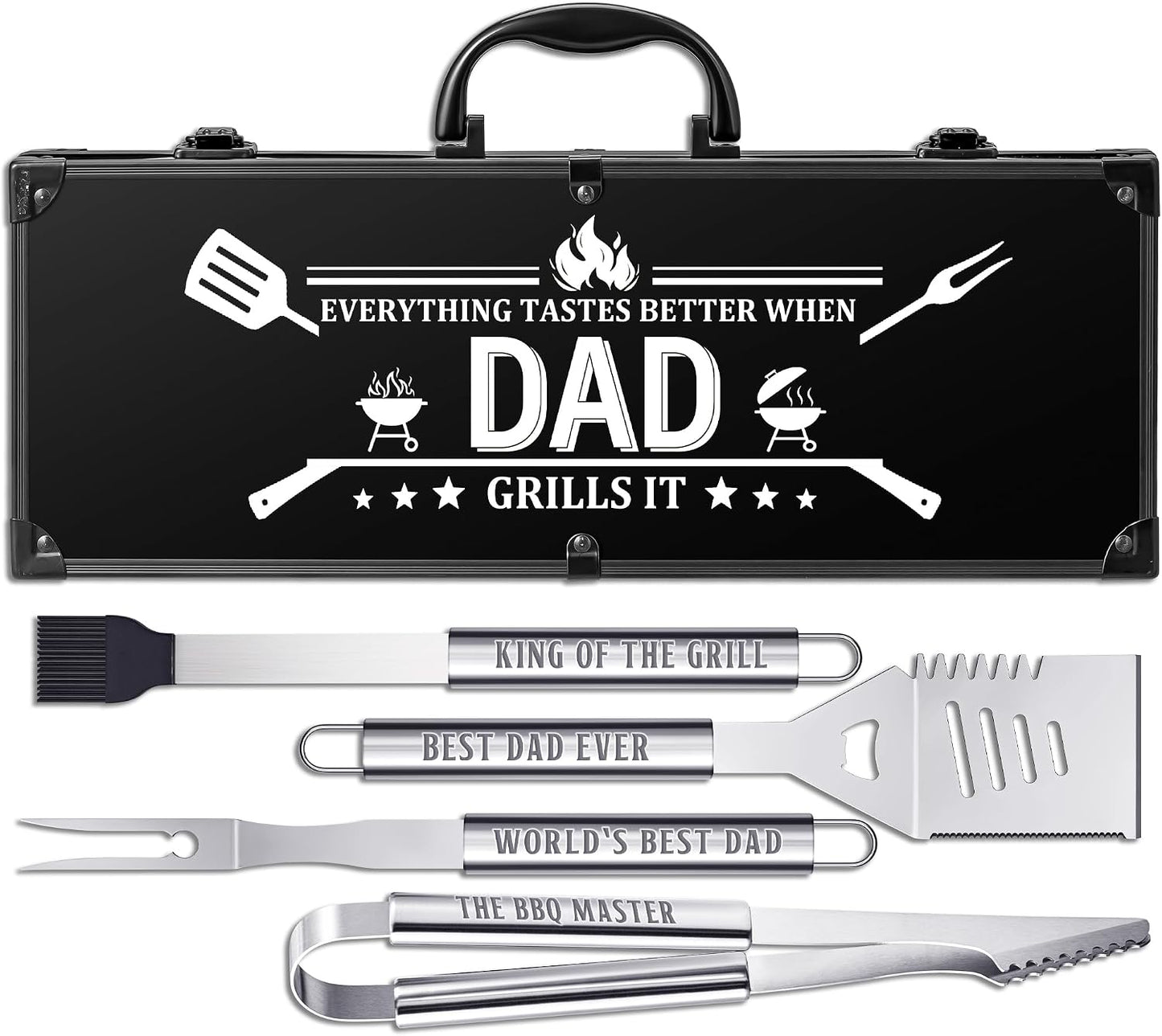 Juego herramientas parrilla acero inox al aire libre
