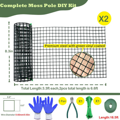 Kit poste musgo metal 6.6-26.4ft para Monstera malla acero 8.3x3.3ft