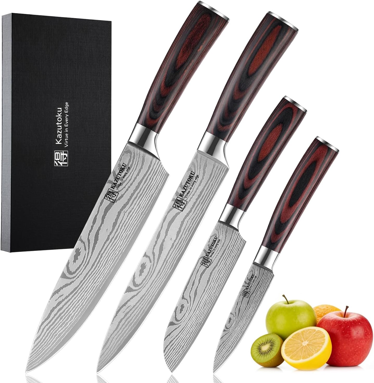 Set 4 Cuchillos Chef Acero Inox Pakkawood Ergonómico