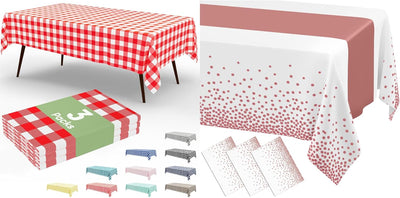3 Pzas Manteles Plásticos 54x108pulg Estampado Rosas Doradas