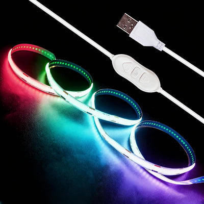 Tira LED USB COB RGB 3.28pies flexible para cocina y TV