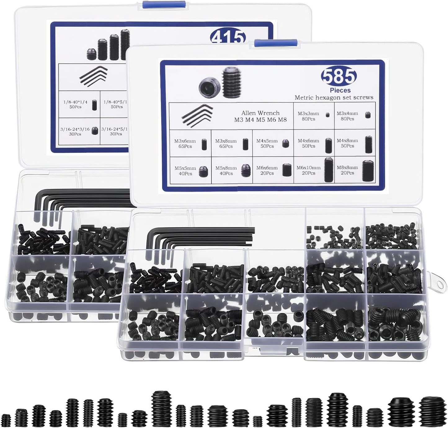 Set 1000 llaves métricas SAE hexagonales M3-M8 para pomos y grifos