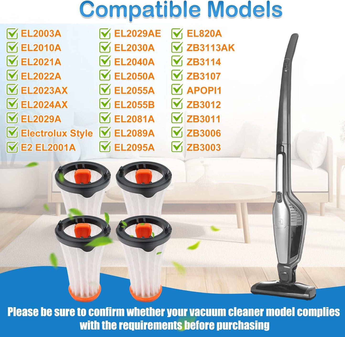 4 Filtros EF144 Comp Electrolux Ergorapido EL2000