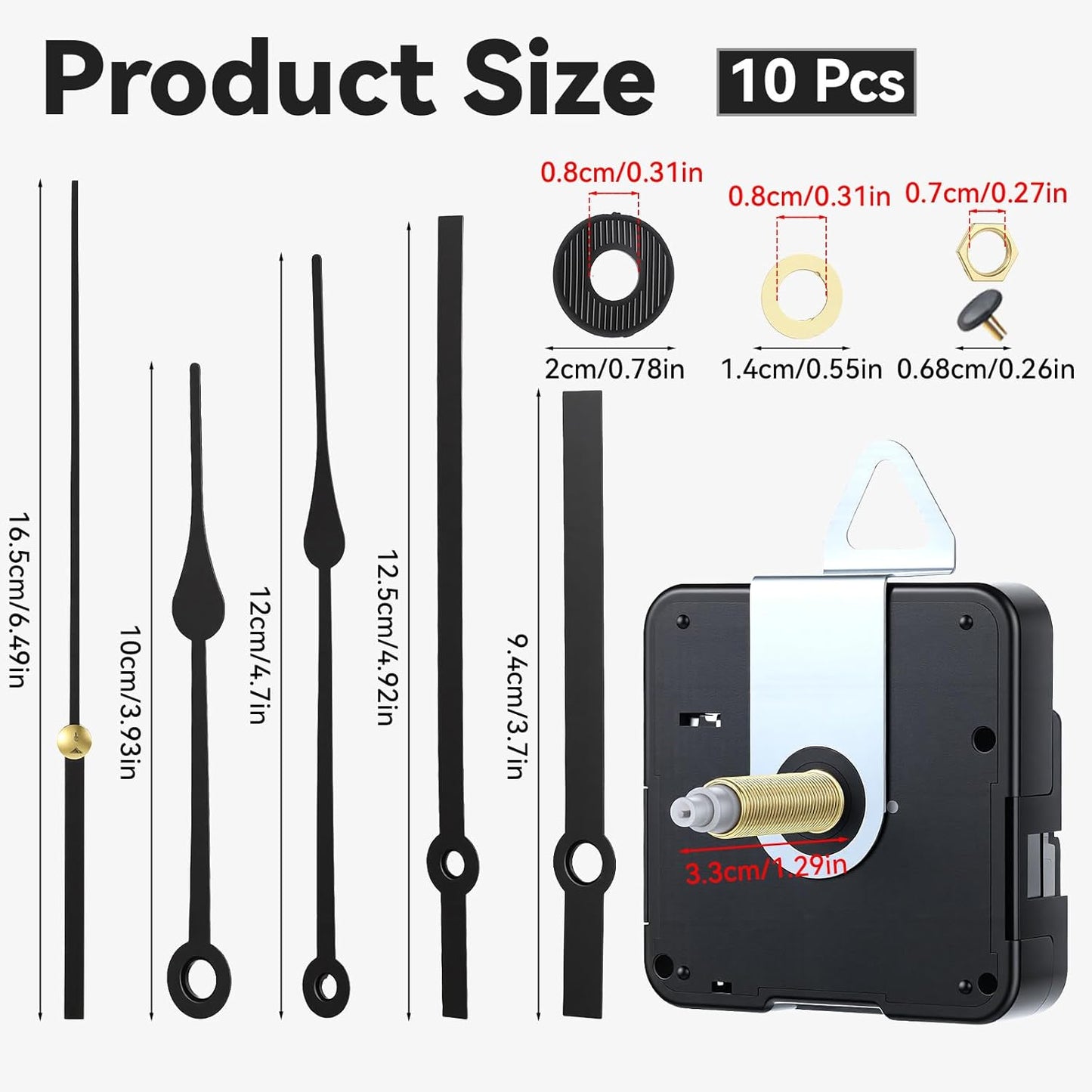 Kit reparación mecanismo reloj cuarzo eje largo 1.220pulg
