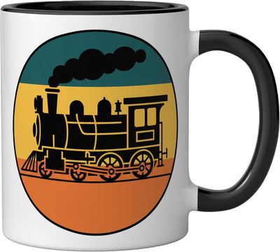 Taza cerámica tren locomotora vapor niños negro/blanco