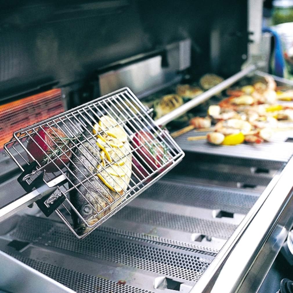 Cesta BBQ acero inox plana para asador rotatorio comp 1/2 3/8 5/16