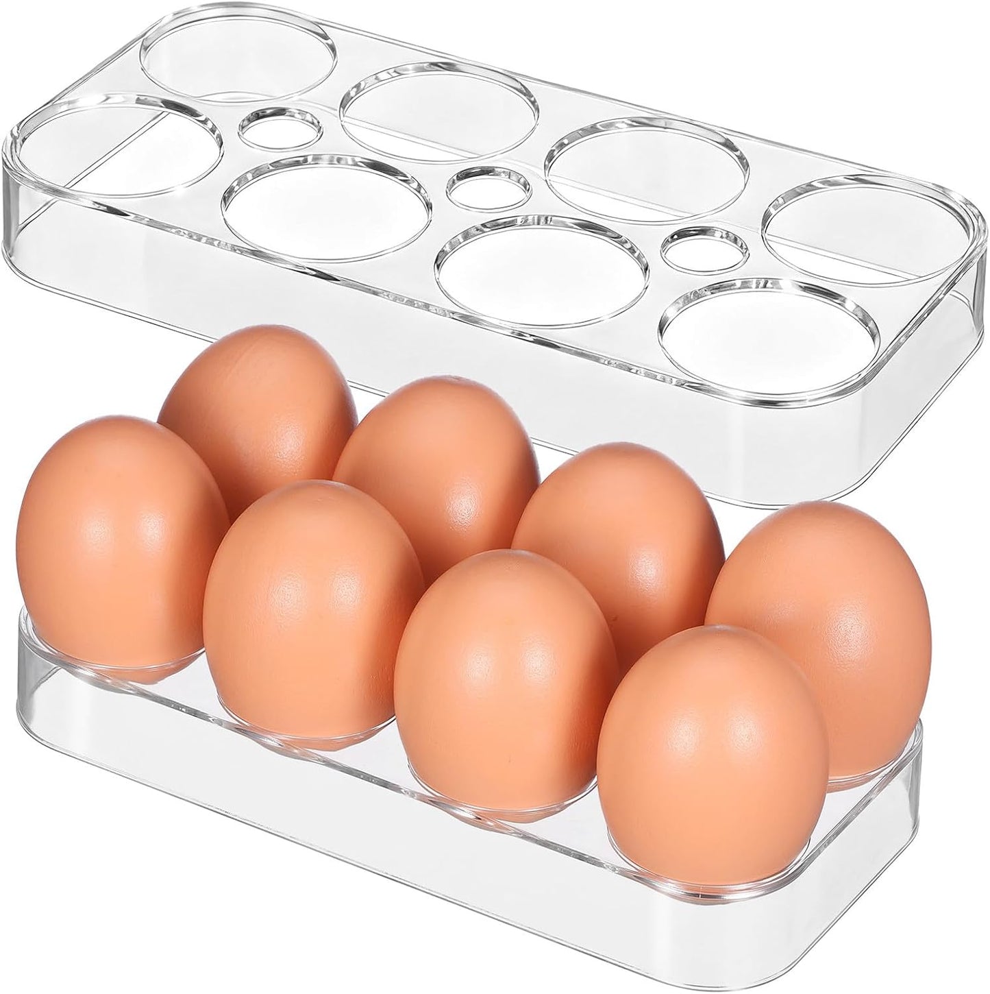 2 Soportes Huevos Reutilizables Bandeja Apilable 8 Ranuras