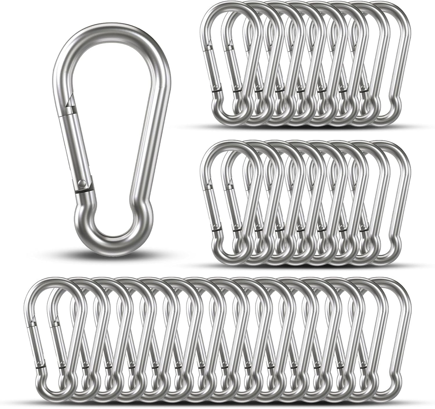 Set 32 Ganchos Mosquetón 2.75pulg Hierro Galvanizado Camping