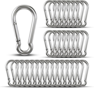 Set 32 Ganchos Mosquetón 2.75pulg Hierro Galvanizado Camping