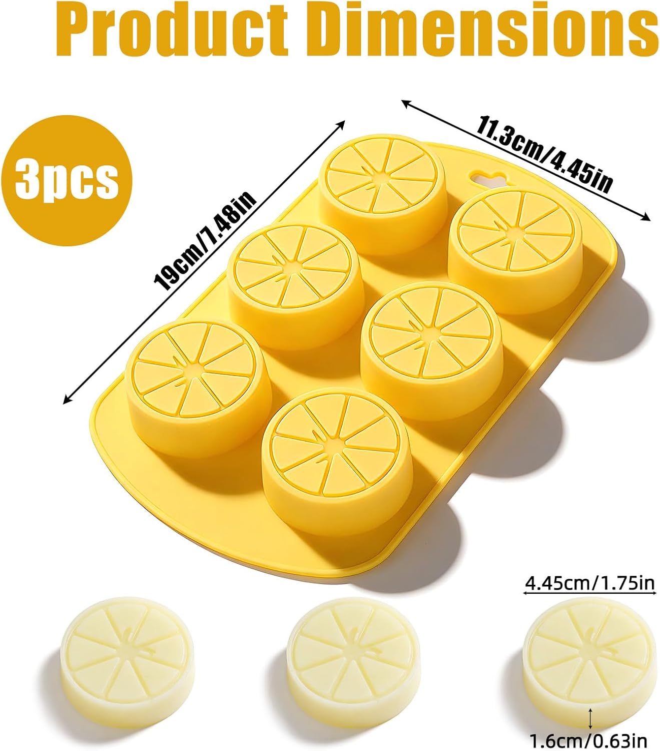 3 Bandejas Silicona 3D Limón para Hornear Gelatinas Chocolate