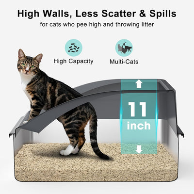 2 Cajas Arena Acero Inox XL Cerradas Antifugas Gatos Grandes