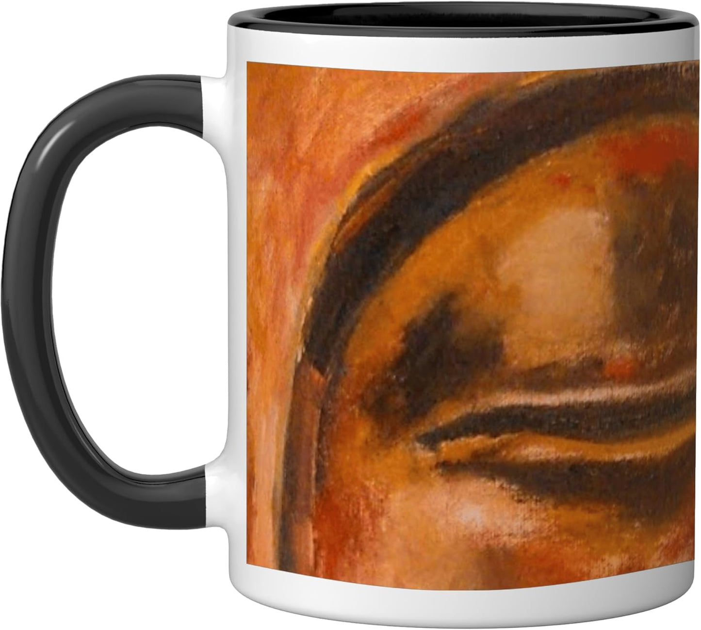 Taza de cerámica artística estilo meditación Buddha Face negro/blanco