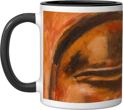 Taza de cerámica artística estilo meditación Buddha Face negro/blanco