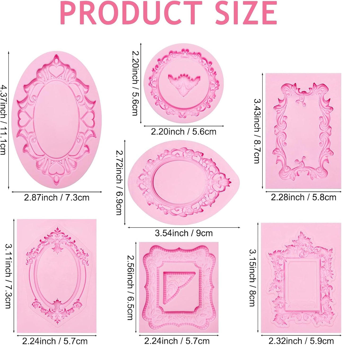 Moldes de chocolate vintage para fondant, juego de 7 piezas