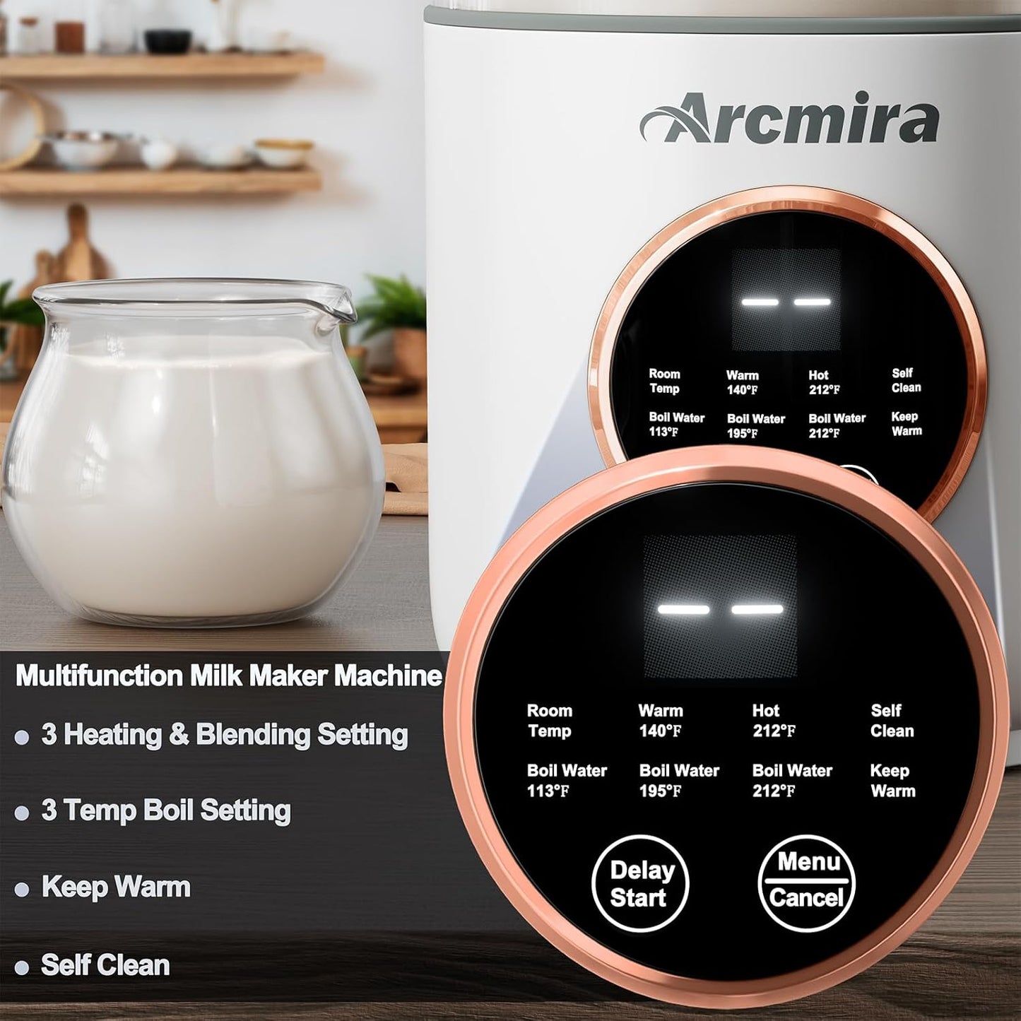 Maker de leche de almendra 35 oz con función retraso y mantén caliente