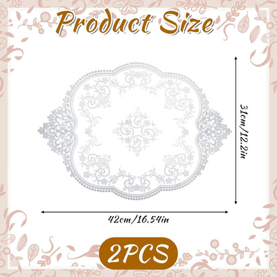 Manteles individuales de encaje blanco elegante 16 x 12 pulgadas