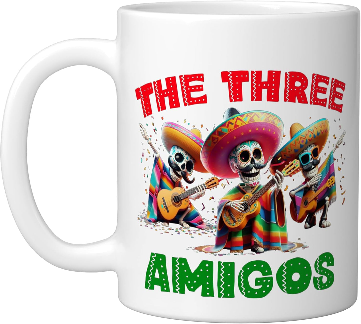 Taza cerámica Tres Amigos Cinco De Mayo blanca