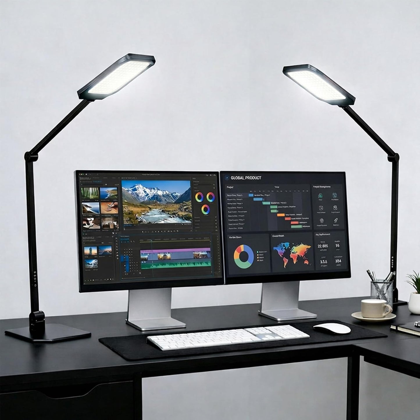 2 Lámparas escritorio LED regulable 3000K-6500K con control remoto