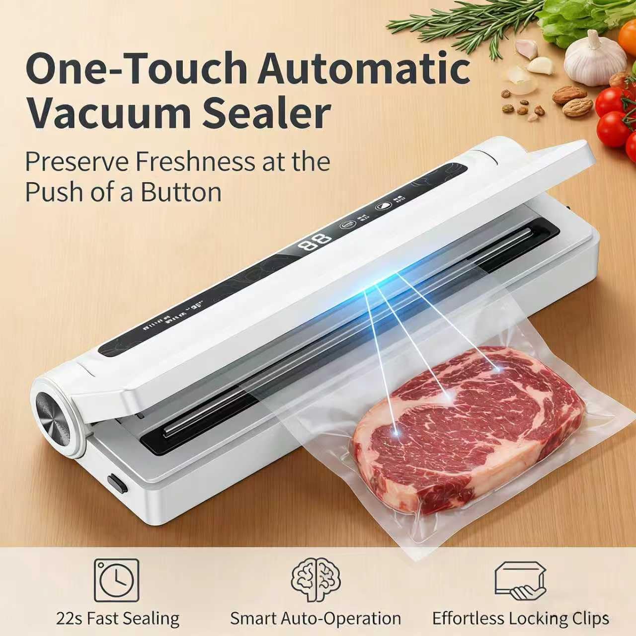 Máquina selladora al vacío de alimentos con succión fuerte 75 KPA modos seco/húmedo