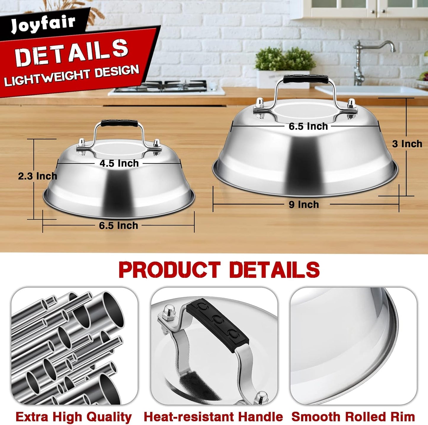 Set 3 Cúpulas Fundir Queso Acero Inox Ventilación Ajustable