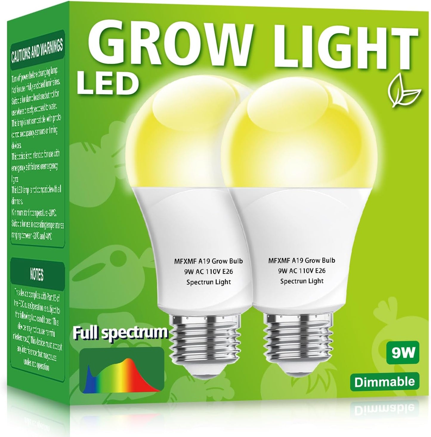 2 Pzas Bombilla LED Cultivo E26 9W 9000K