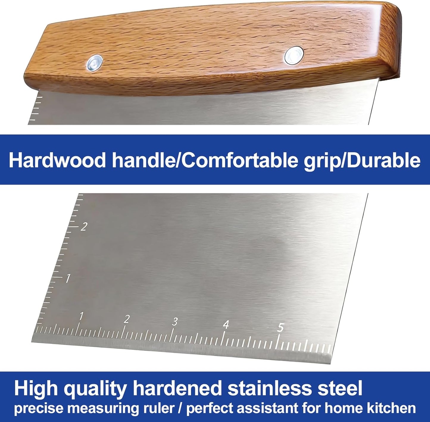 Cortador masa profesional hoja acero inox mango madera