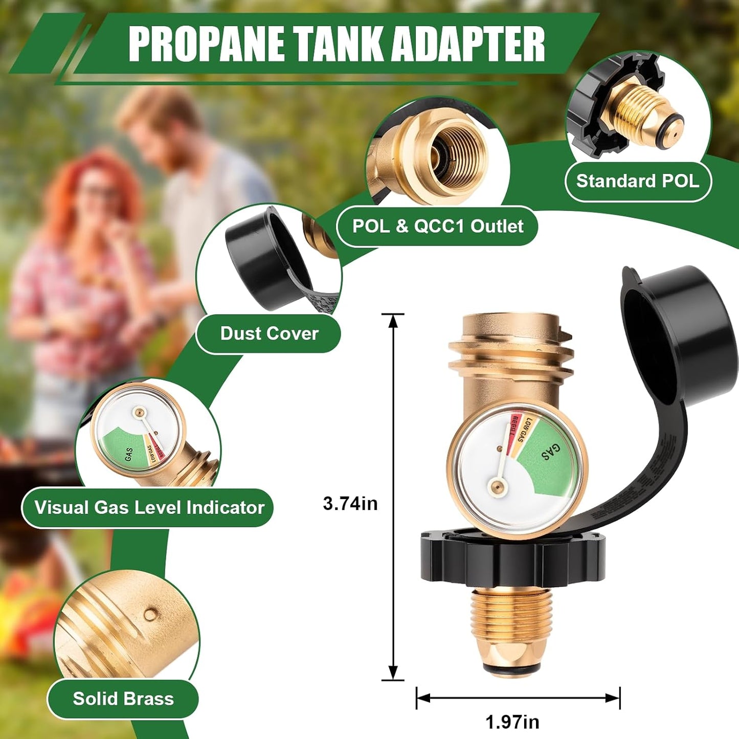 Adaptador tanque propano 100lb POL a QCC1