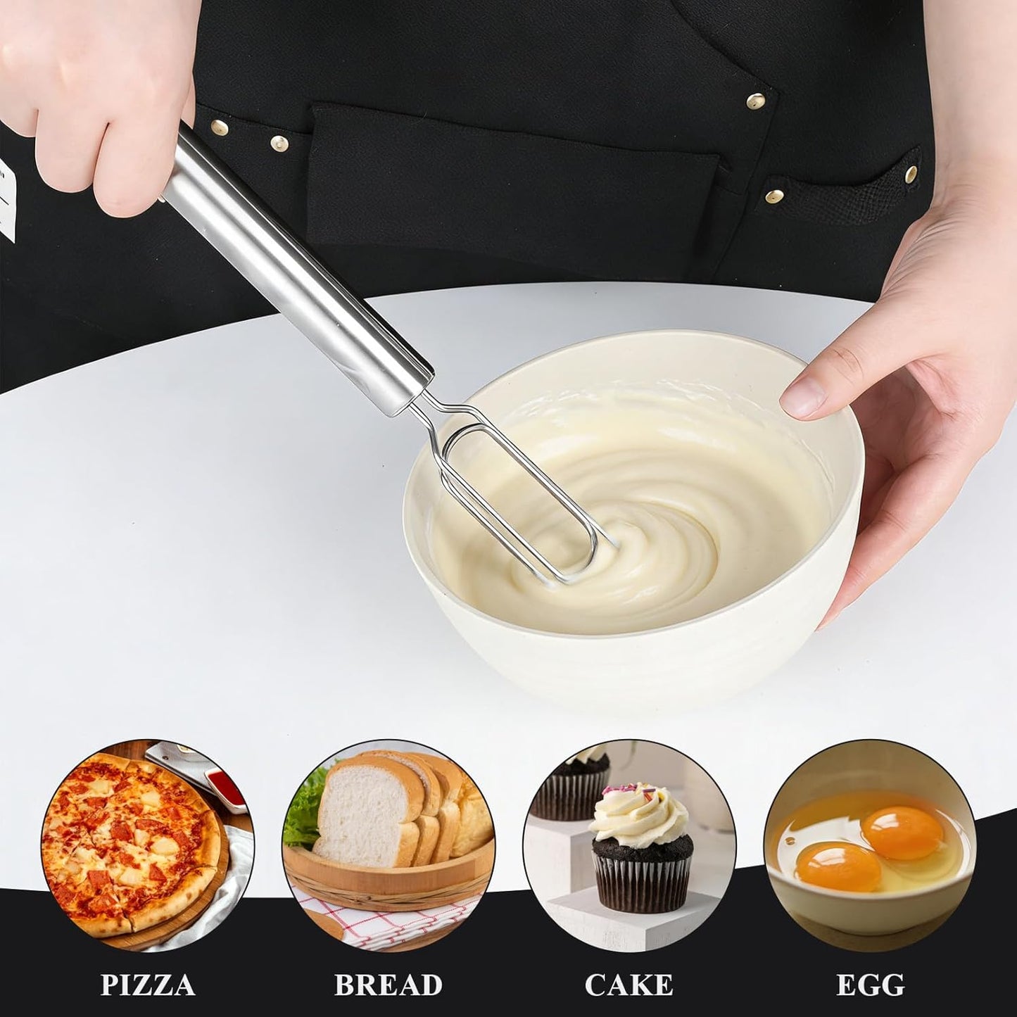 Batidor de masa de acero inoxidable para pan, pizza y pastel