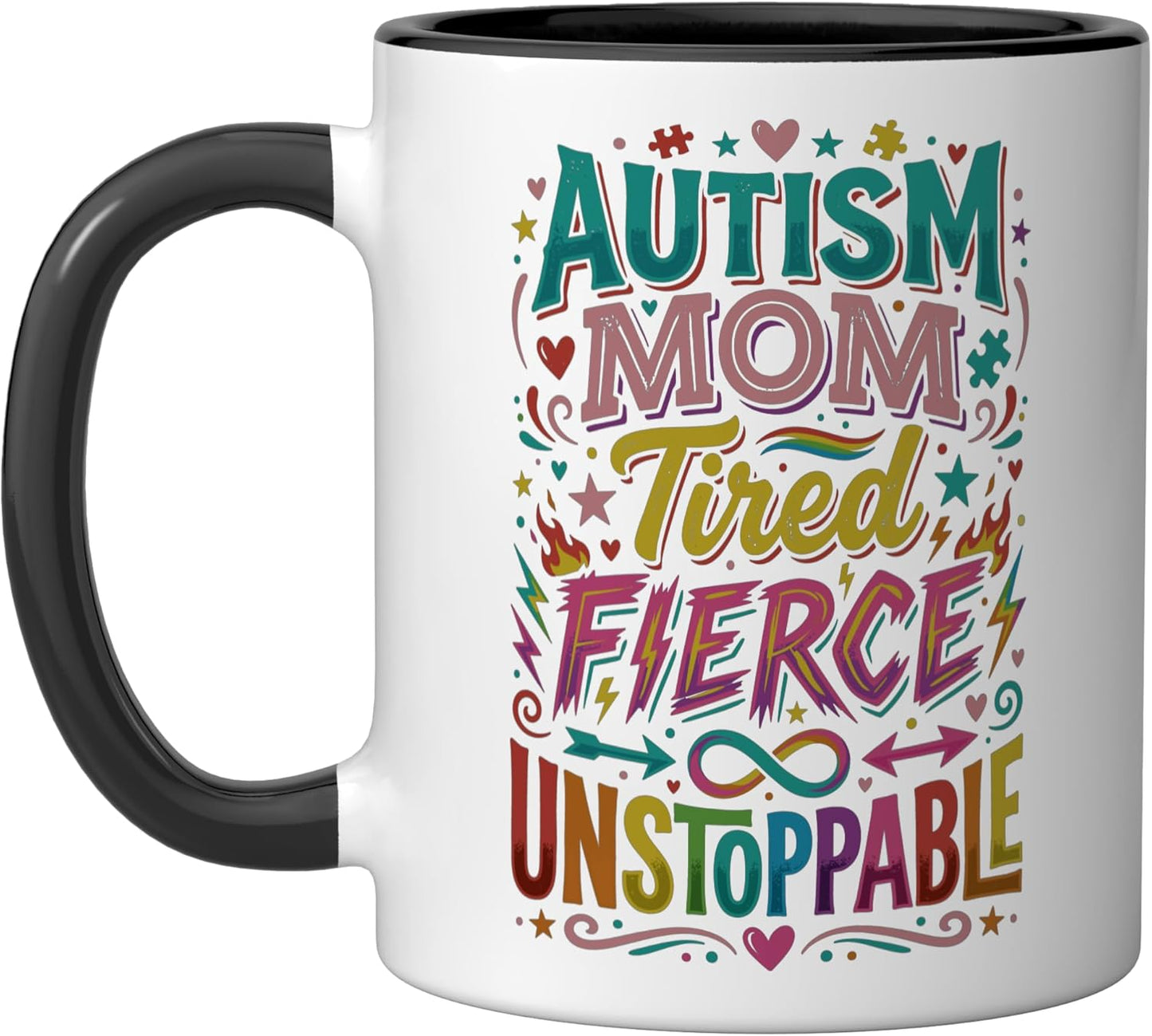 Taza Cerámica para Mamá Autista Negro/Blanco