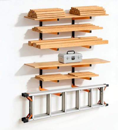 Estante pared madera soportes acero resistente garage taller