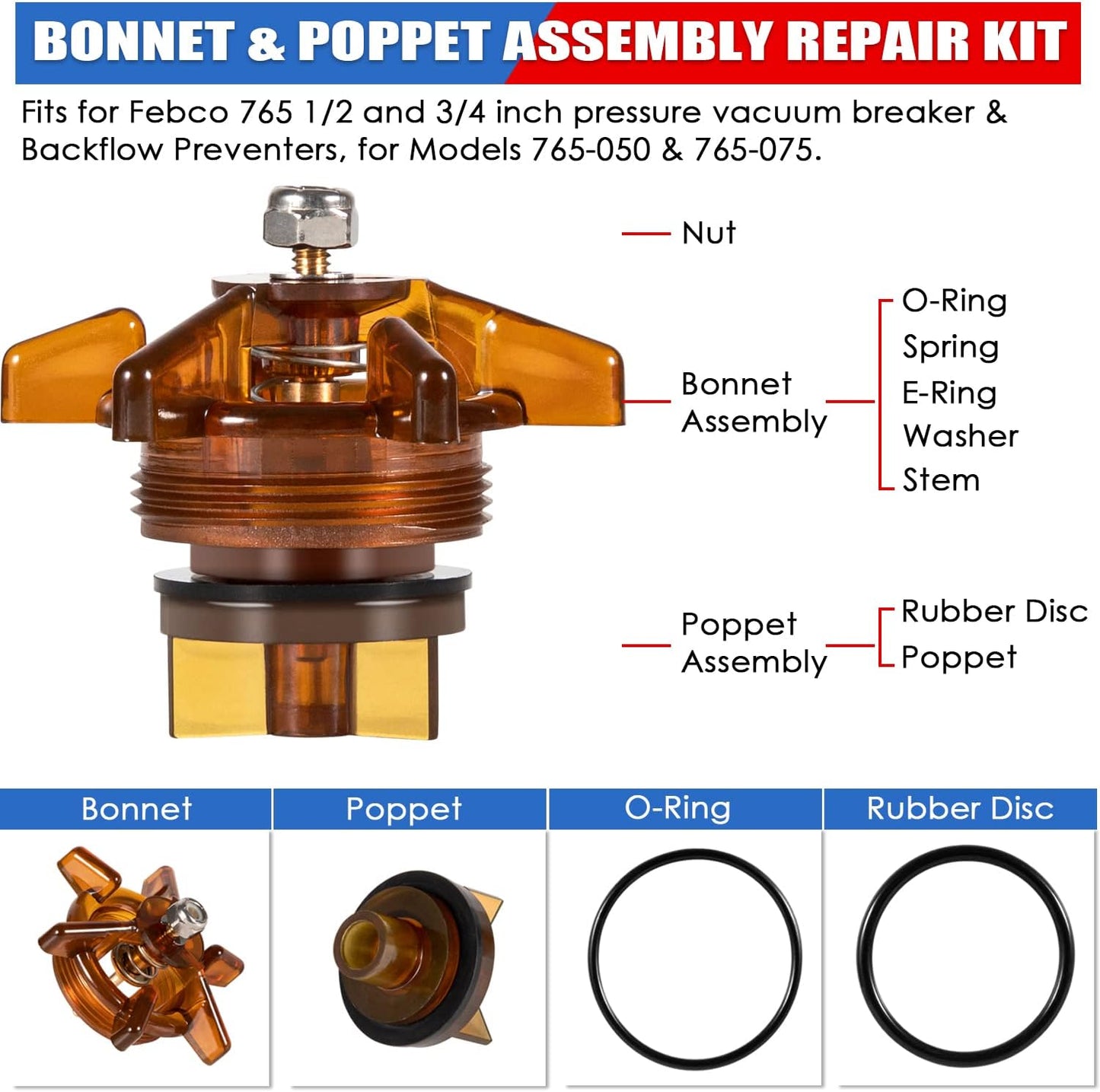 Kit reparación capó y poppet PVB 765CBV 765DBV 1/2-3/4