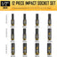Juego llaves vaso impacto 1/2 pulg acero CR-MO 6 puntos