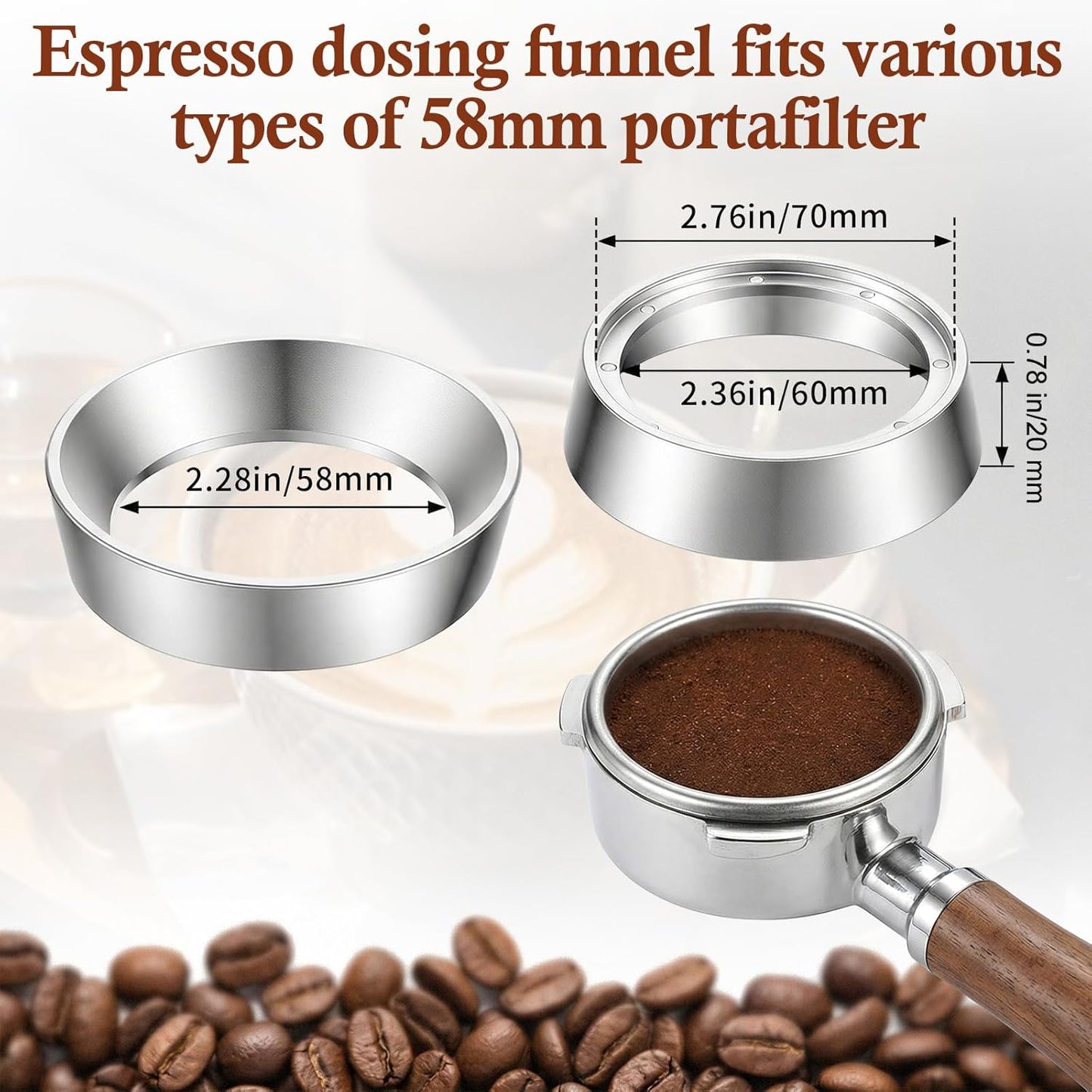 Embudo dosificador café expreso 8 embudos magnéticos aluminio