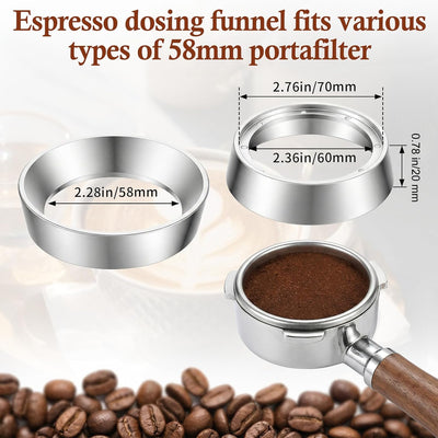 Embudo dosificador café expreso 8 embudos magnéticos aluminio