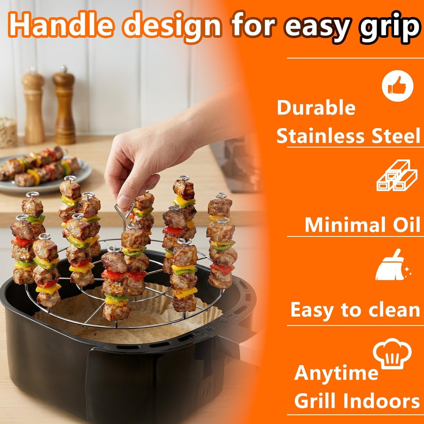 Soporte brocheta acero inox 18/8 15 pzas comp