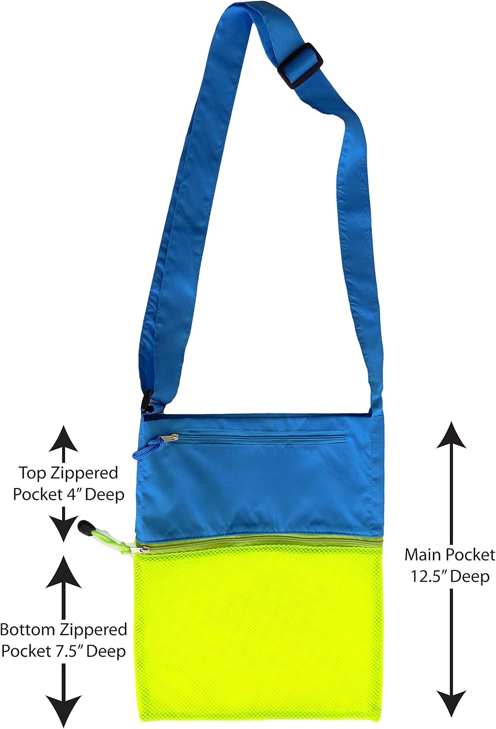 Bolsa playa recolección conchas 3 bolsillos verde