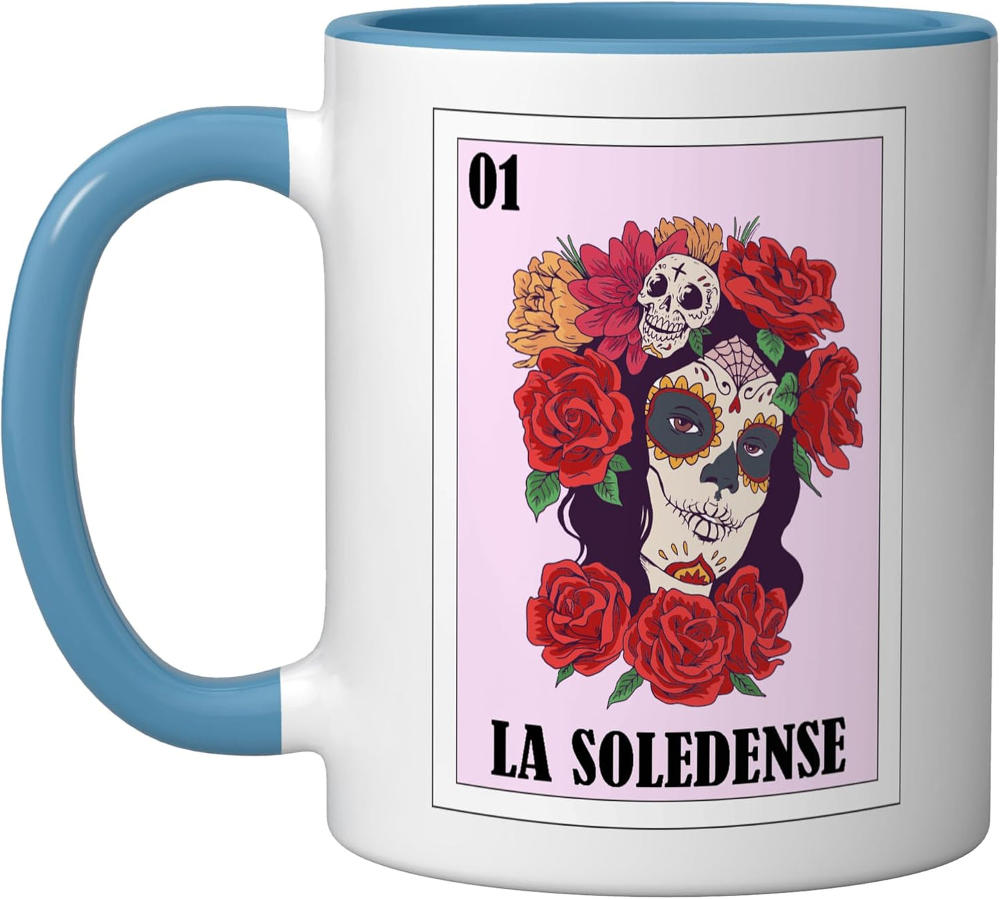 Taza cerámica Funny Soledad de Graciano Sánchez México azul/blanco