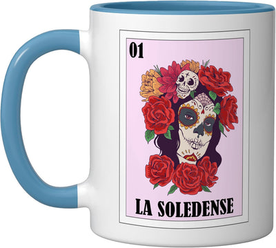 Taza cerámica Funny Soledad de Graciano Sánchez México azul/blanco