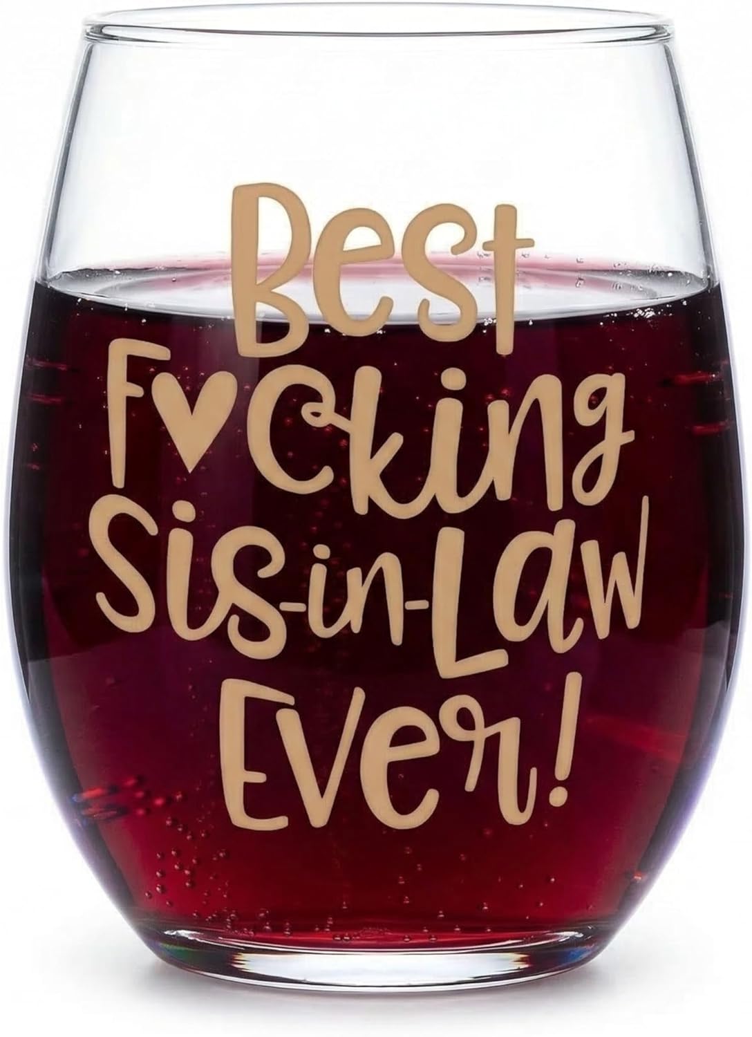 Copa de vino con texto "Best SisterpulgadaLaw Ever", regalos divertidos para cuñadas