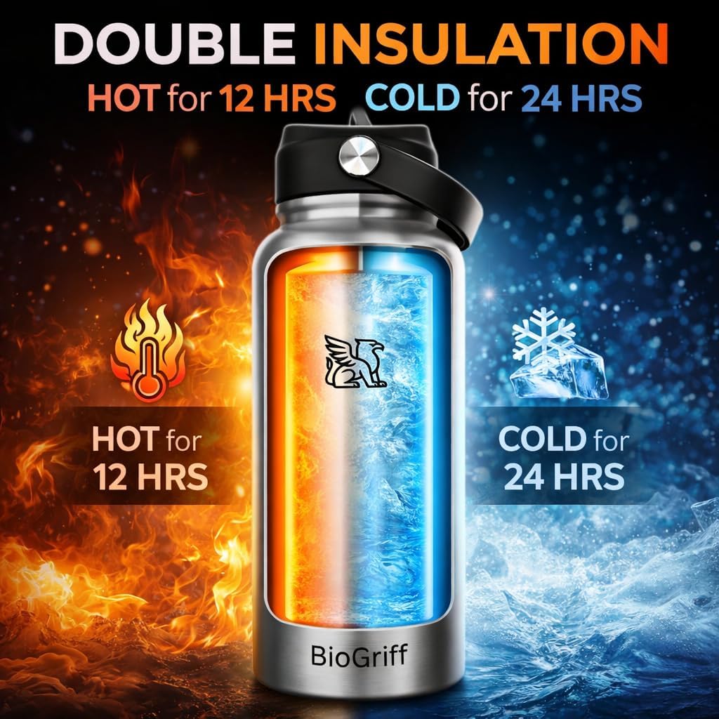 Botella acero inox aislada con popote limpiador tapa antifuga
