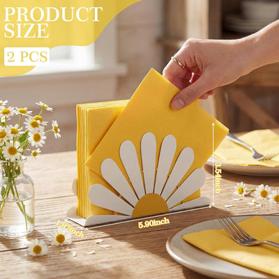 Servilletero de margaritas de resorte en metal blanco para mesa