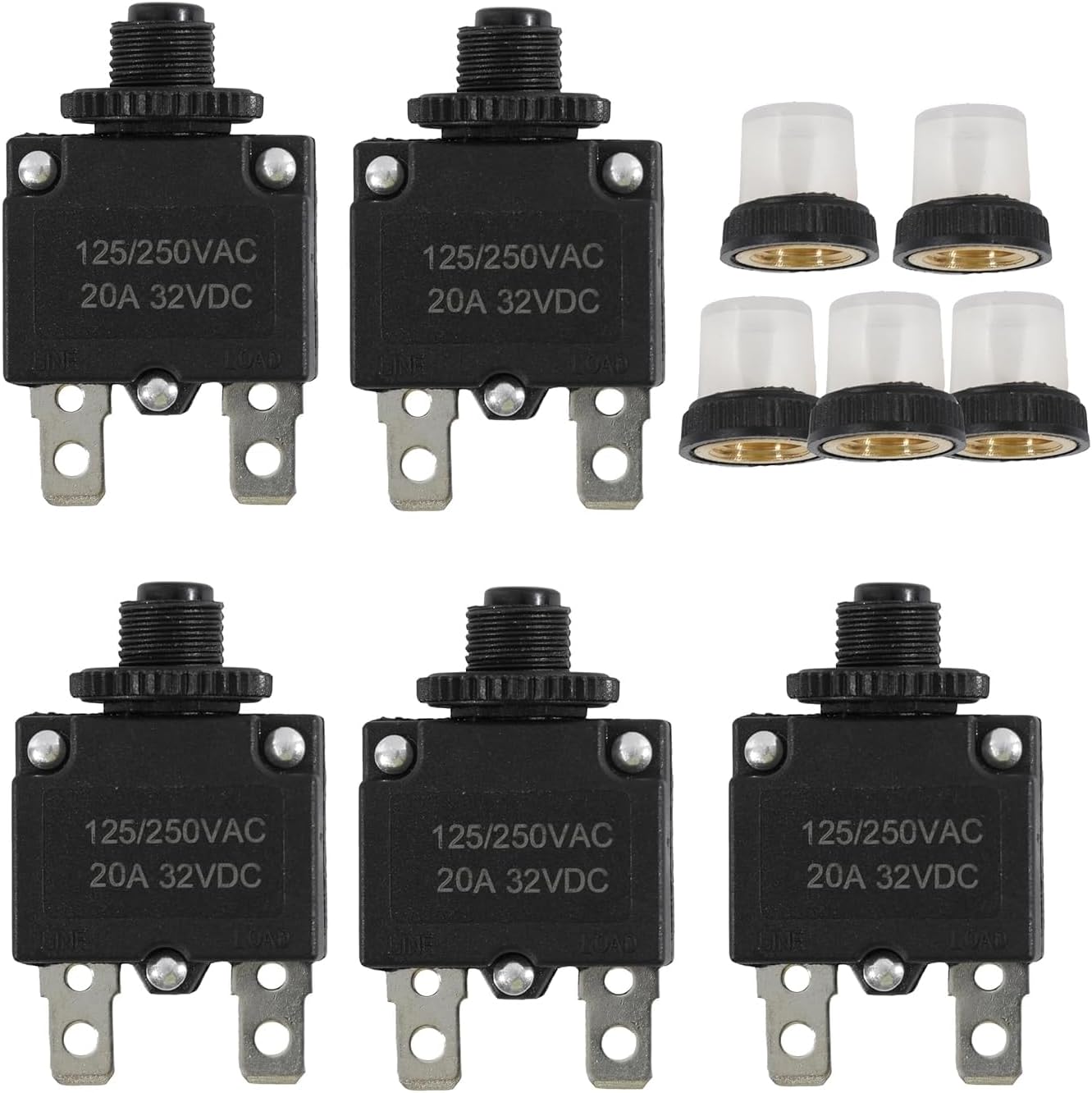 Disyuntor botón pulsador 20A 32VDC con terminales rápido