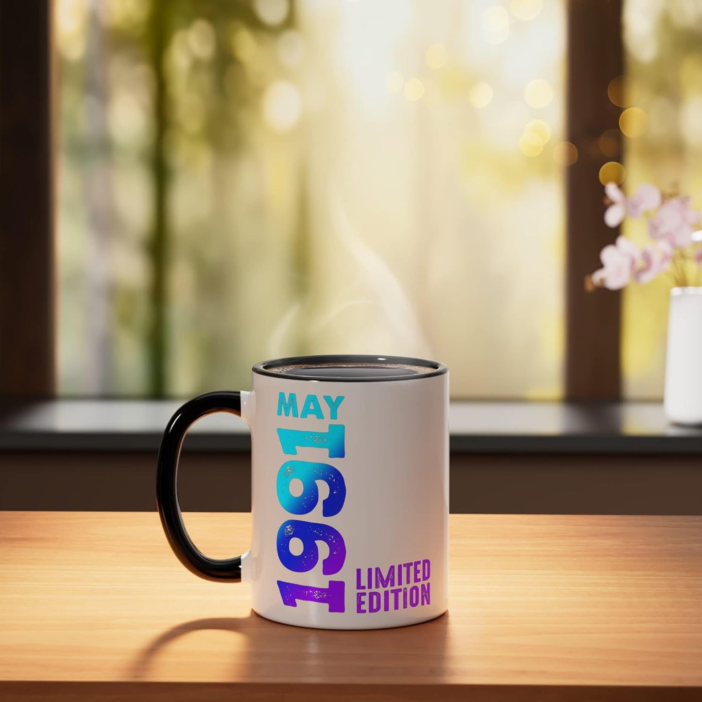 Taza cerámica vintage edición limitada 1991 negro/blanco