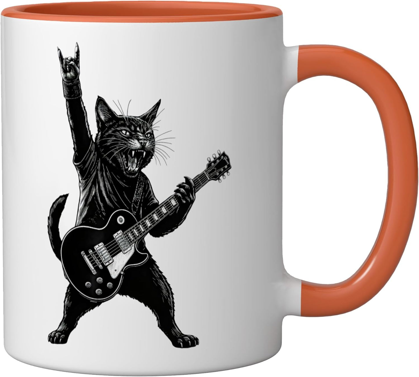 Taza Cerámica Rock'n Roll con Gato Tocando Guitarra