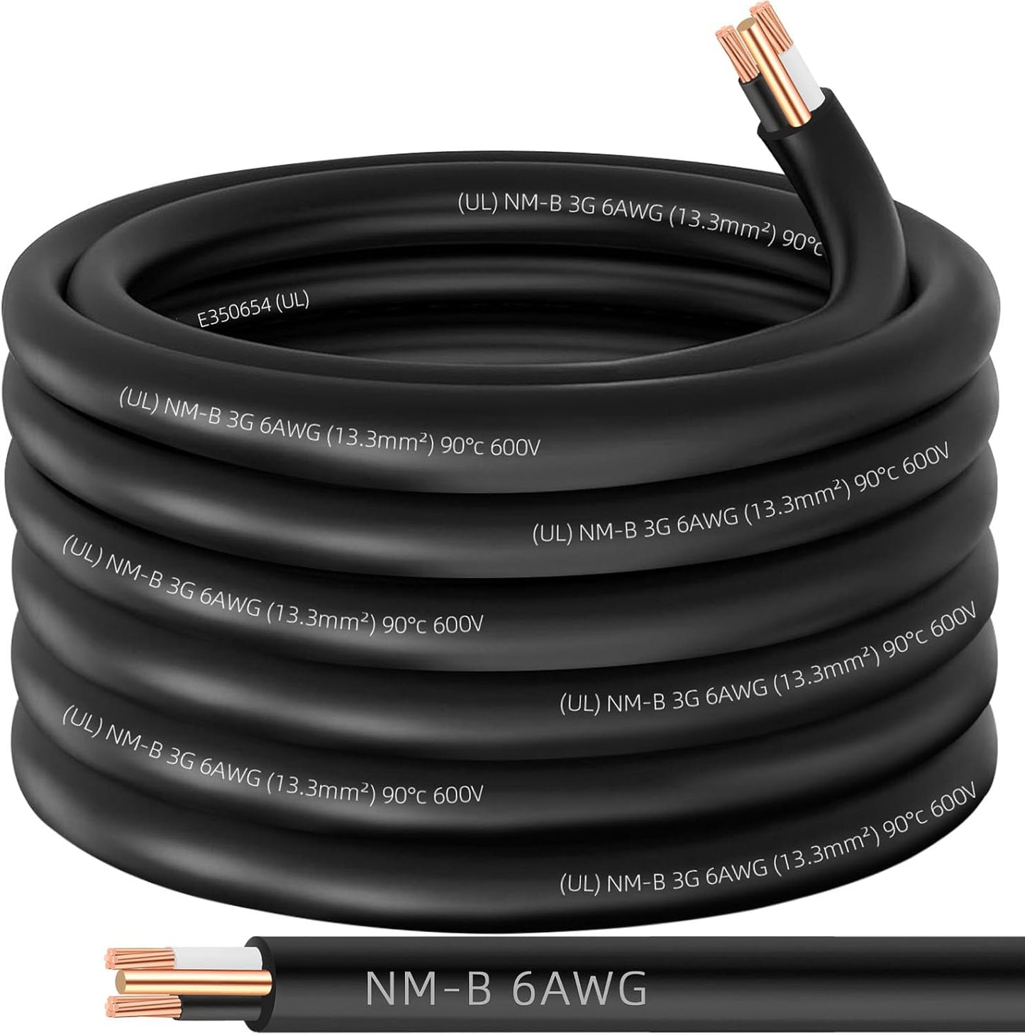 Cable NM-B 6/2 con tierra 35pies para electricidad residencial
