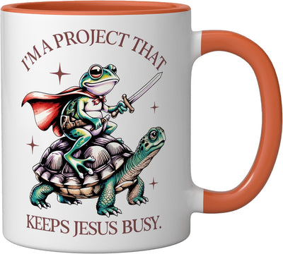 Taza Cerámica Frog con Diseño Naranja/Blanco